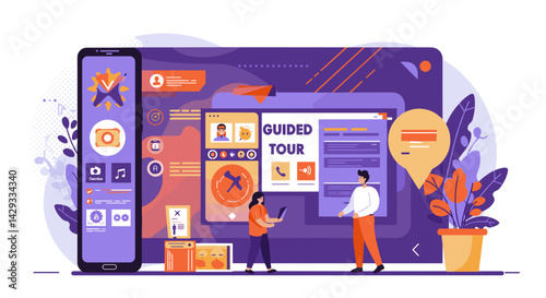 Illustrated Guided Tour with Digital Media and Interactive Displays  