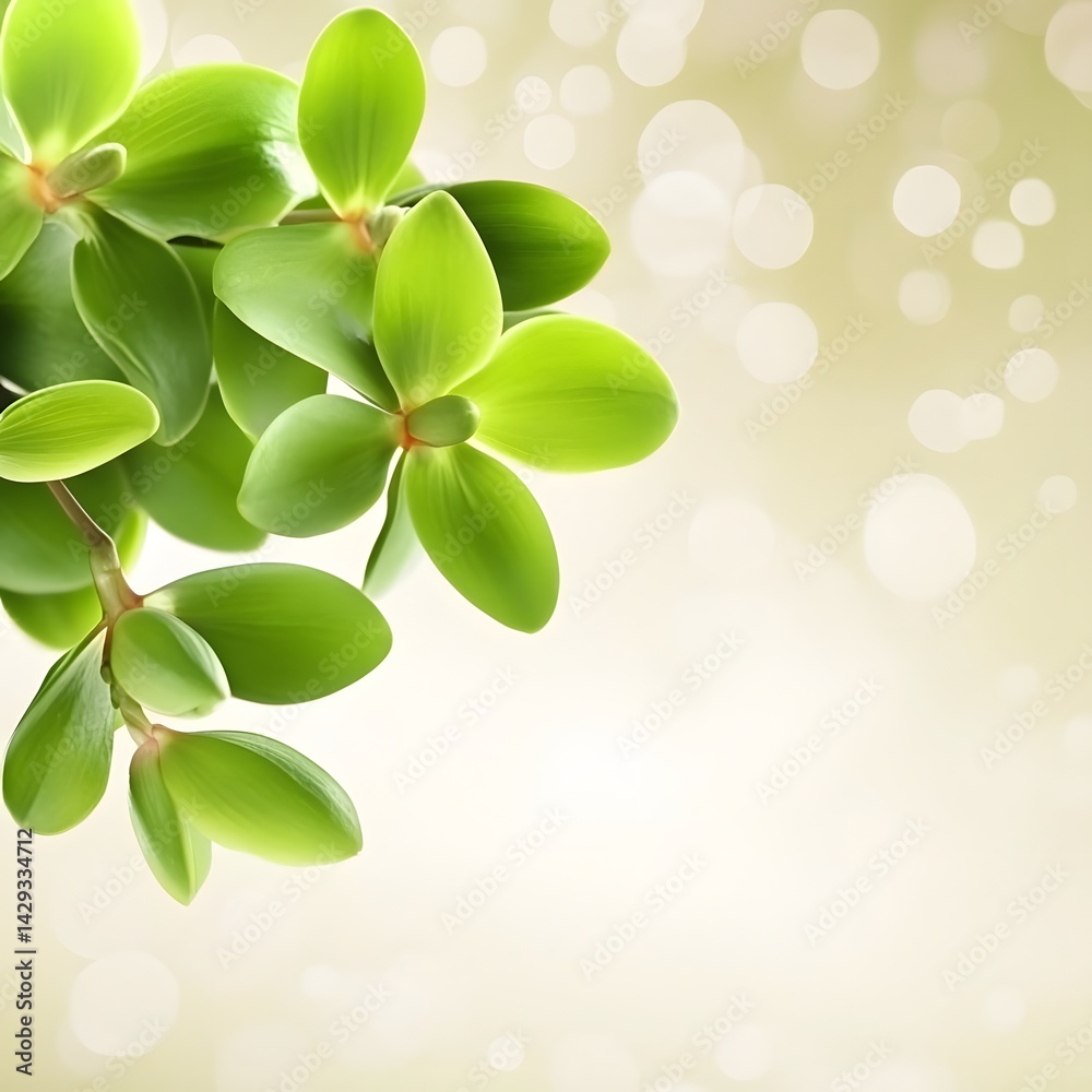 Fototapeta premium Vibrant Green Leaves Bokeh Background Nature Photography