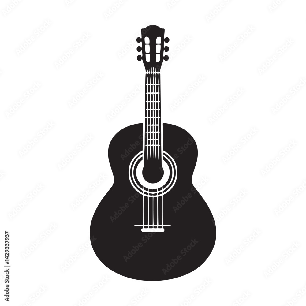 Obraz premium Strings of Serenity: A Beautiful Collection of Acoustic Guitar Vector Silhouettes Showcasing the Timeless Elegance, Musical Warmth, and Classic Shape of This Beloved Instrument