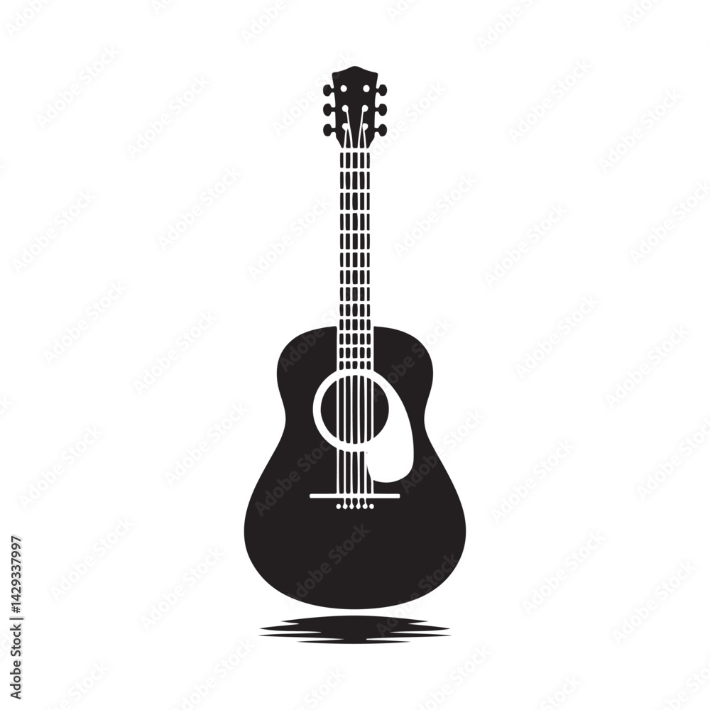 Obraz premium Strings of Serenity: A Beautiful Collection of Acoustic Guitar Vector Silhouettes Showcasing the Timeless Elegance, Musical Warmth, and Classic Shape of This Beloved Instrument