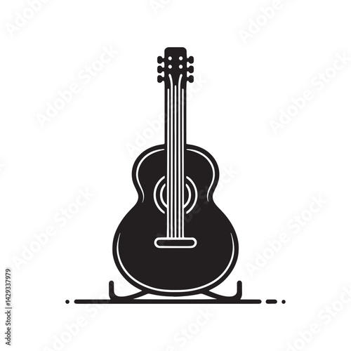 Strings of Serenity: A Beautiful Collection of Acoustic Guitar Vector Silhouettes Showcasing the Timeless Elegance, Musical Warmth, and Classic Shape of This Beloved Instrument