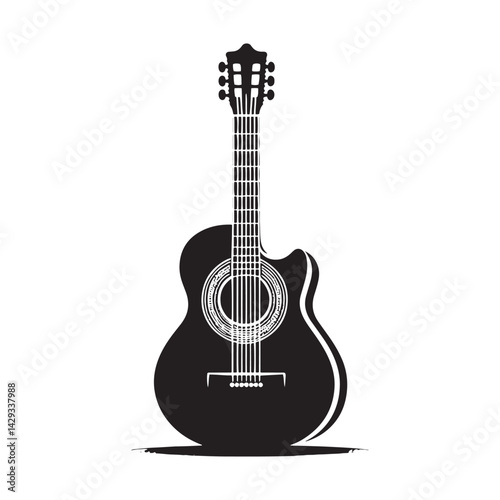 Strings of Serenity: A Beautiful Collection of Acoustic Guitar Vector Silhouettes Showcasing the Timeless Elegance, Musical Warmth, and Classic Shape of This Beloved Instrument