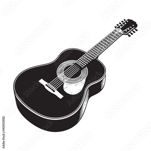 Strings of Serenity: A Beautiful Collection of Acoustic Guitar Vector Silhouettes Showcasing the Timeless Elegance, Musical Warmth, and Classic Shape of This Beloved Instrument