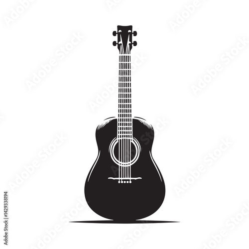 Strings of Serenity: A Beautiful Collection of Acoustic Guitar Vector Silhouettes Showcasing the Timeless Elegance, Musical Warmth, and Classic Shape of This Beloved Instrument
