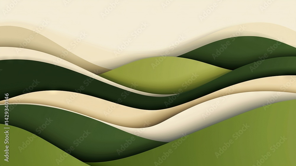 A green and white abstract background with wavy lines and a white background featuring a green and white stripe at its base