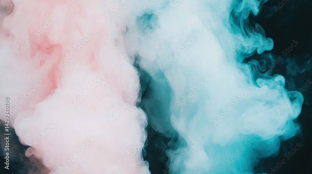 The smoke appears pink and blue against a black backdrop, giving the impression that it's emitting a significant amount