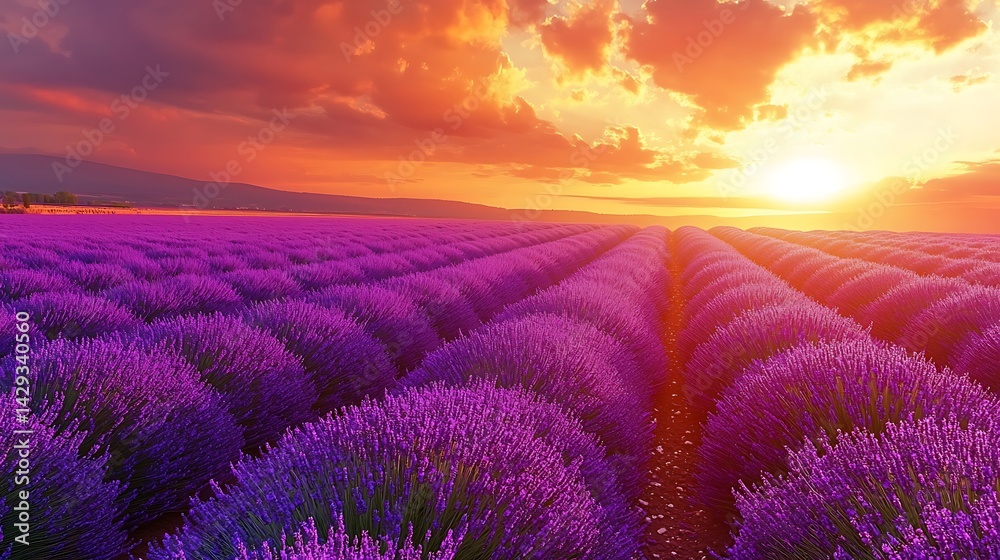 Fototapeta premium Lavender field at sunset