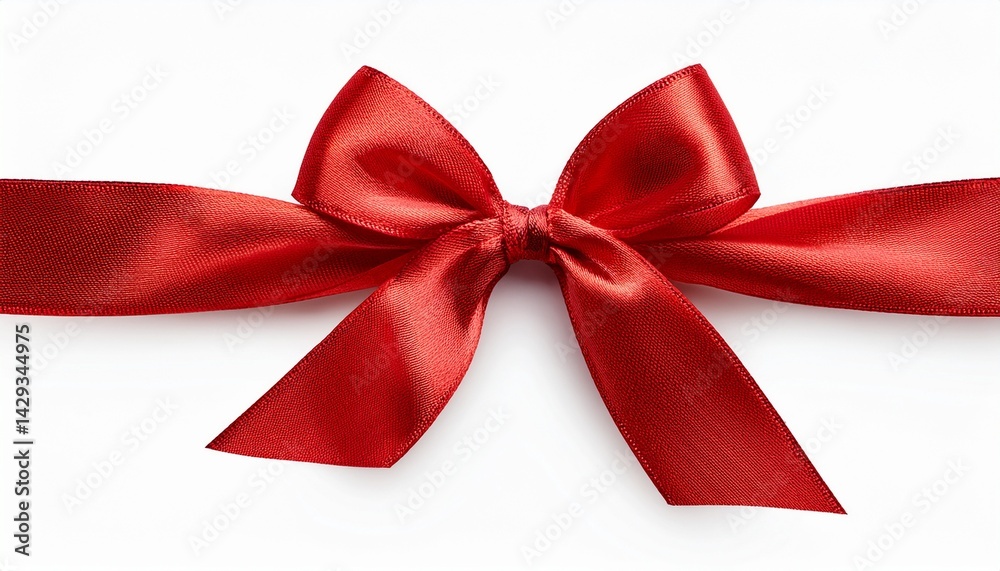 Fototapeta premium christmas red bow ribbon isolated on white background clipping path included for xmas gift party celebration or new year