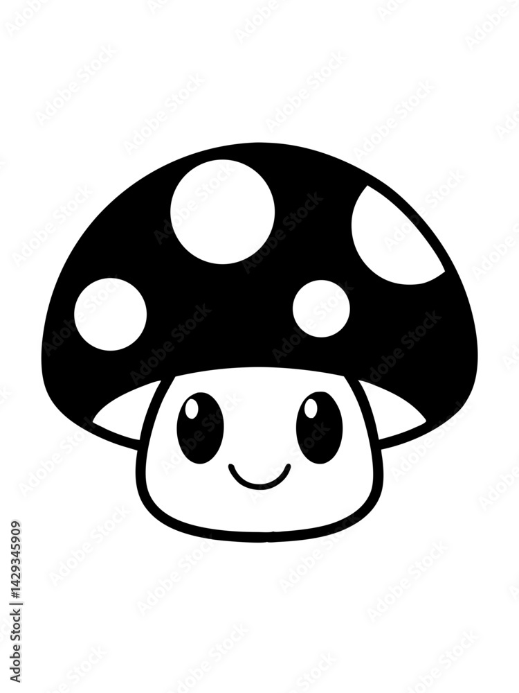 Fototapeta premium funny cartoon mushroom in vector silhouette