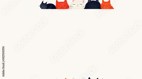 Obraz na płótnie A group of cats sitting together on a sheet of paper with the word cats written on it w salonie