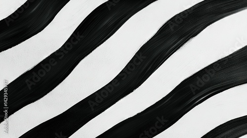 Obraz na płótnie A monochrome depiction of a zebra's stripes dominates the image, with the animal itself partially obscured by the background w salonie