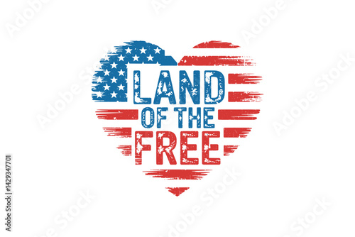 Land of the Free Heart American Flag Design 4th Of July USA Sublimation T Shirt Design