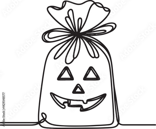 Trick Or Treat Bag Line Art