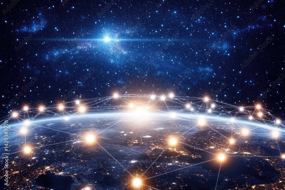 Obraz premium Global network connecting Earth