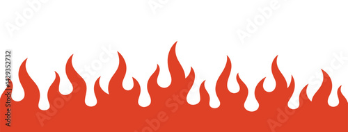 Orange Flame Border Design With White Background,Fiery Decorative Illustration For Graphic Projects Or Web Elements
