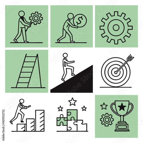 Finance icon set. Containing loan, cash, saving, financial goal, profit, budget, mutual fund, earning money and revenue icons. Solid icons collection.