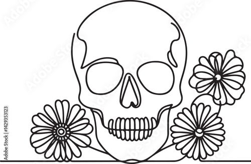 Spooky Skull Face Illustration