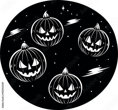 Floating Jack O Lanterns In Dark