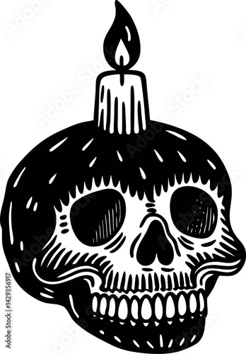  Halloween Skull With Candle On Top
