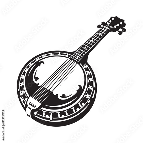 Pluck and Twang: A Distinctive Collection of Banjo Vector Silhouettes Showcasing the Rhythmic Charm, Folk Spirit, and Timeless Appeal of This Classic Stringed Instrument