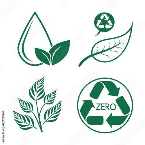 Green Living Environmental conservation and recycling vector icon set