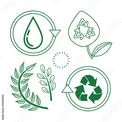 Green Living Environmental conservation and recycling vector icon set