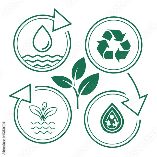 Green Living Environmental conservation and recycling vector icon set