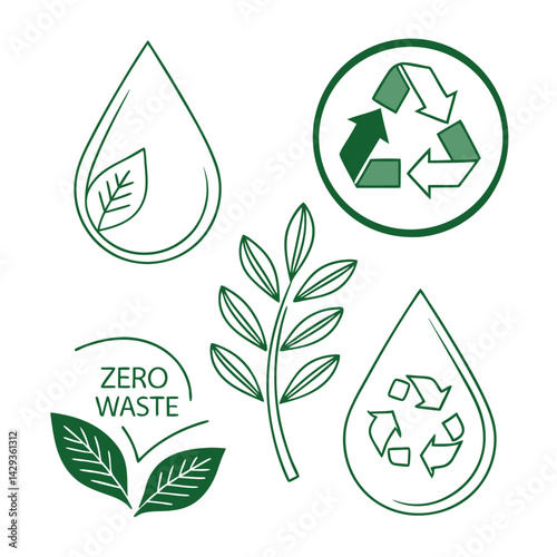 Green Living Environmental conservation and recycling vector icon set