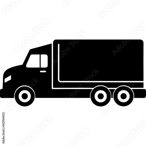 Monochrome Truck Icon on White Background
