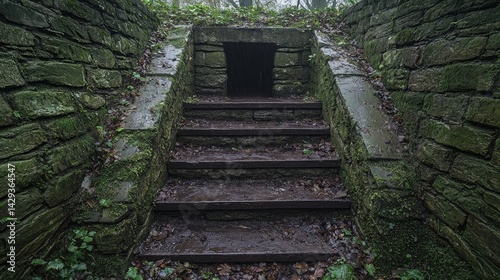 Dark Stone Steps Leading to Mysterious Entrance