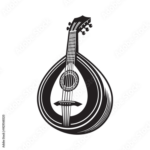 Echoes of Tradition: A Stunning Collection of Bouzouki Vector Silhouettes Celebrating the Rich Heritage, Distinctive Shape, and Melodic Voice of This Iconic Greek String Instrument