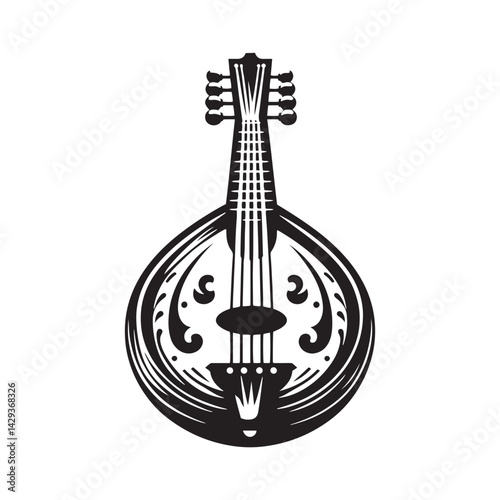 Echoes of Tradition: A Stunning Collection of Bouzouki Vector Silhouettes Celebrating the Rich Heritage, Distinctive Shape, and Melodic Voice of This Iconic Greek String Instrument