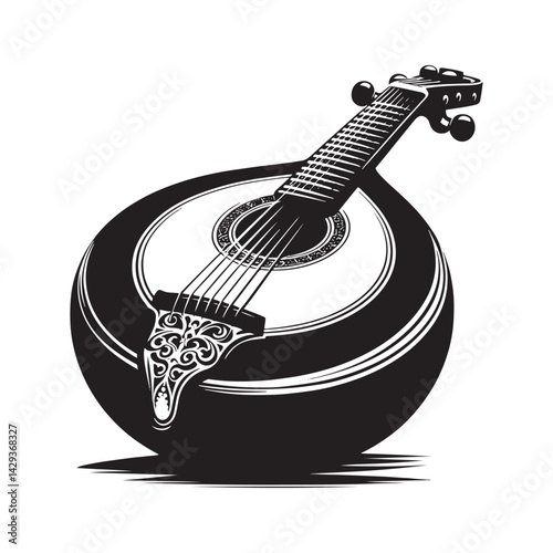 Echoes of Tradition: A Stunning Collection of Bouzouki Vector Silhouettes Celebrating the Rich Heritage, Distinctive Shape, and Melodic Voice of This Iconic Greek String Instrument