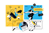 Creative illustrations of social network, cloud computing, seo, online business. Vector concepts for web banner, social media banner, business presentation, marketing material. 