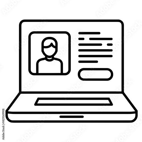 User profile with laptop icon representing customer account or personal dashboard - concept of user area profile access e-commerce login identity interface