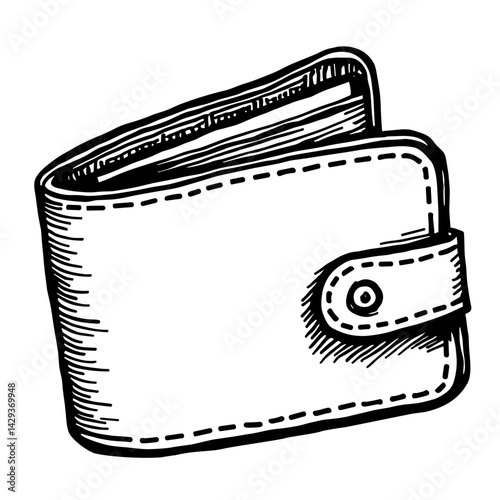 Sketch wallet icon representing customer payment method or financial profile - concept of digital wallet user payment account ecommerce billing