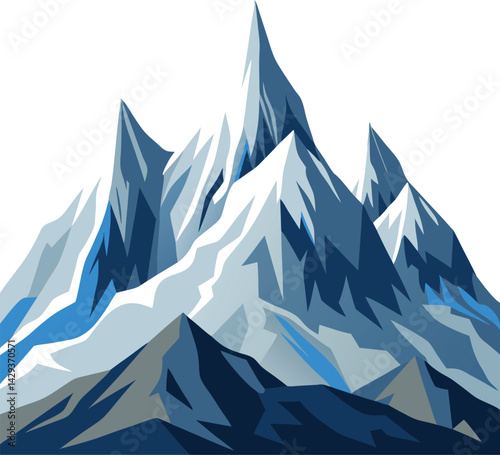 Snow Covered Mountain Peaks with Sharp Ridges