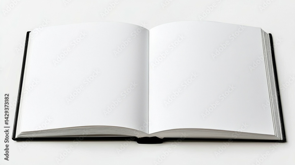 Blank Page Open Square Book Mockup on White Background Blank Page Open Square Book Mockup on White Background