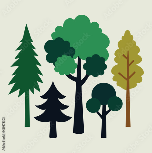 Silhouette Vector Tree Forest Tree Silhouette Bundle 6 Unique Tree Designs for Digital Art, Sublimation, and Nature-Inspired Crafts and Projects