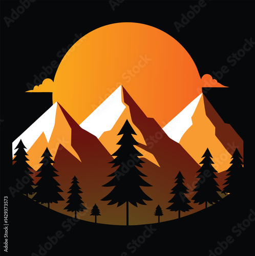 Silhouette Vector Tree Mountain Landscape Silhouettes 6 Scenic Mountain Designs with Peaks, Valleys, and Nature Elements for Sublimation, Digital Art, and Outdoor Adventure Projects