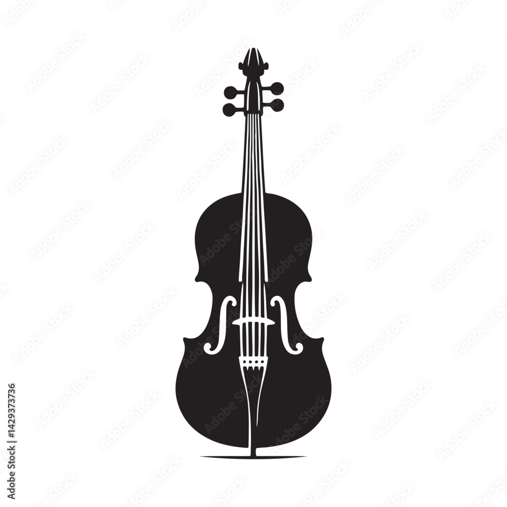 Fototapeta premium Soulful Strings: An Elegant Collection of Cello Vector Silhouettes Highlighting the Graceful Form, Deep Resonance, and Classical Beauty of This Timeless Bowed String Instrument
