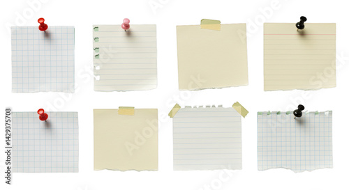 Paper notes pinned mockup — transparent background