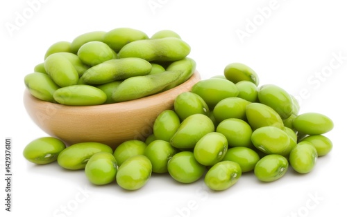 Wallpaper Mural Fresh Green Soybeans in Wooden Bowl, Healthy Edamame Torontodigital.ca