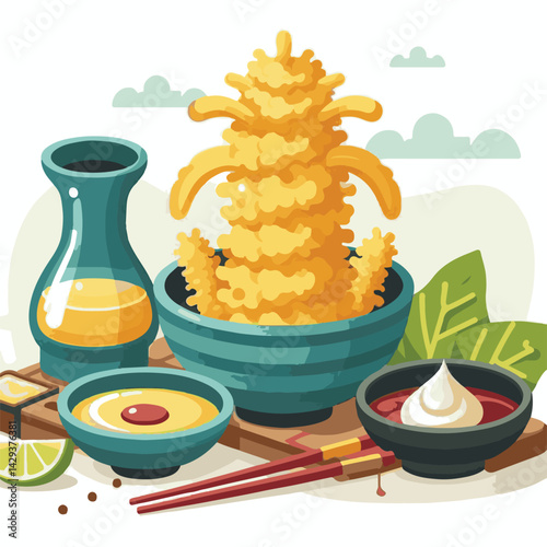 tempura, shrimp, food, delicious, seafood, cuisine, asian, restaurant, lunch, gourmet, meal, crispy, fried, plate, japanese food, dinner, tasty, japanese, sauce, isolated, prawn, appetizer, dish, fres