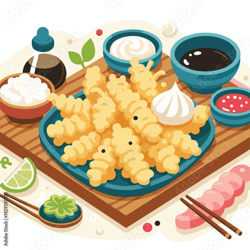 tempura, shrimp, food, delicious, seafood, cuisine, asian, restaurant, lunch, gourmet, meal, crispy, fried, plate, japanese food, dinner, tasty, japanese, sauce, isolated, prawn, appetizer, dish, fres