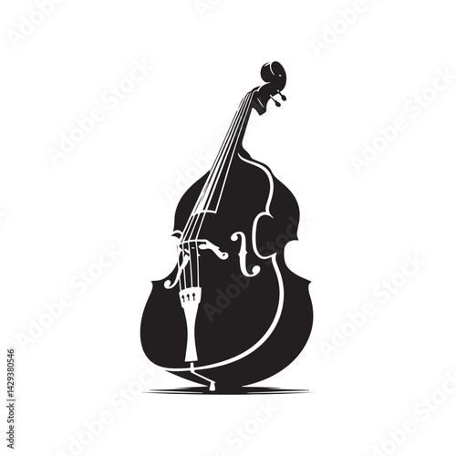 Resonant Depth: A Dynamic Collection of Double Bass Vector Silhouettes Celebrating the Powerful Sound, Elegant Shape, and Rich History of This Iconic Orchestral String Instrument.