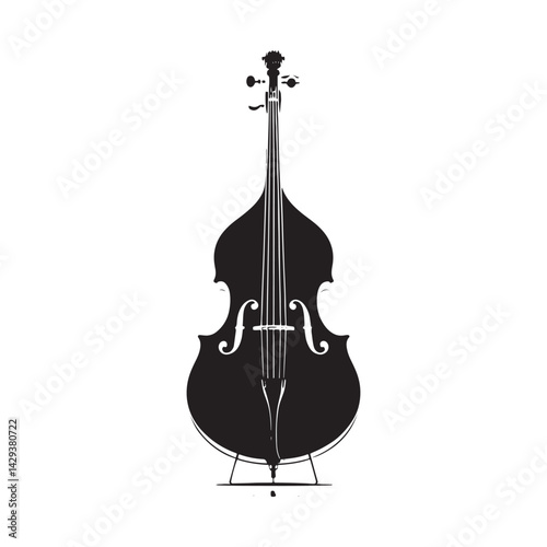 Resonant Depth: A Dynamic Collection of Double Bass Vector Silhouettes Celebrating the Powerful Sound, Elegant Shape, and Rich History of This Iconic Orchestral String Instrument.