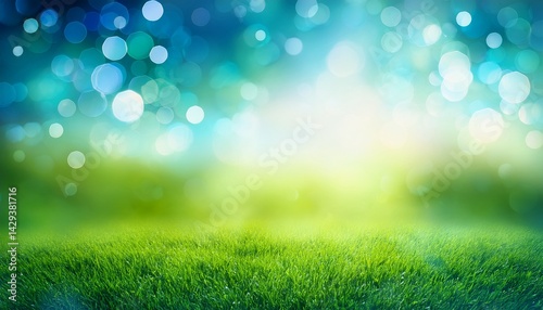 abstract blur spring background green and blue bokeh