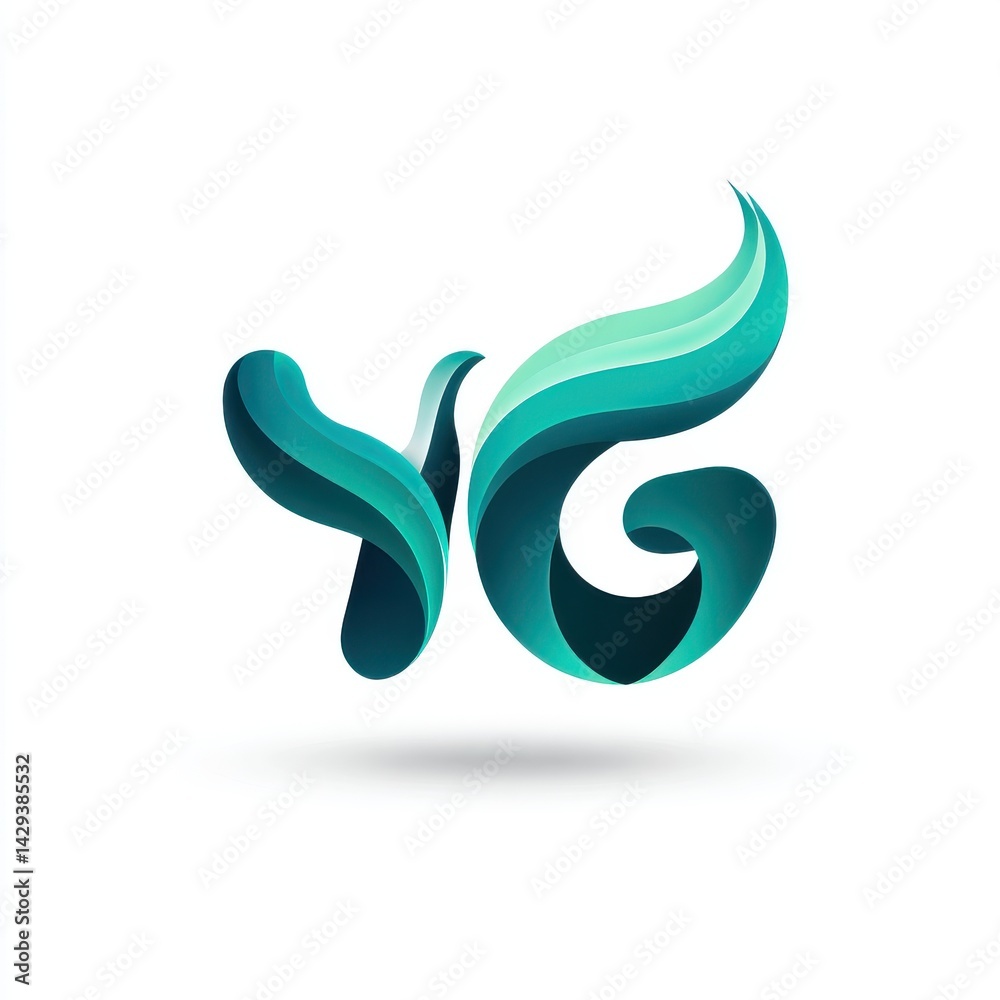 Fototapeta premium Dynamic YG Logo Design. Modern Water Wave Swoosh Concept for Creative Branding and Corporate Identity