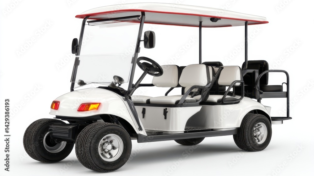 Obraz premium 3D Visualization of a Golf Cart Isolated Against a Clean White Background